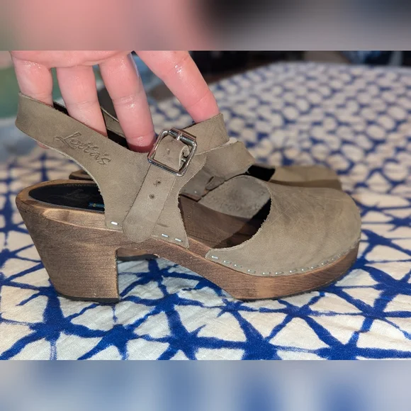 Lotta's Stockholm Highwood Taupe Clogs Oiled Nubuck Leather Brown Base 38 / 7.5 - Picture 6 of 15